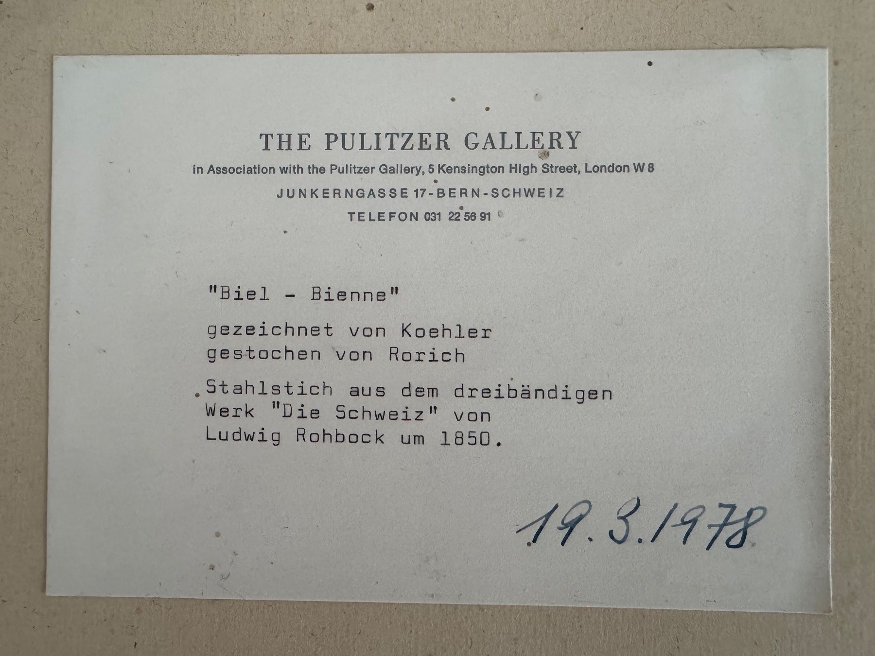 Gravures: Stahlstich Biel -Bienne – D'occasion à Dallenwil par att_82gp 1