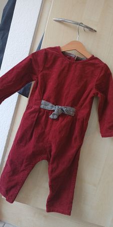 ZARA Roter Cord Baby Overall mit Schleife, Grösse 92 T