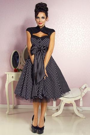 Rockabilly Kleid ChicStar Gr. 36 Polka Dots schwarz weiss