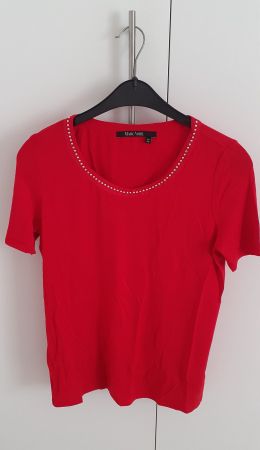 Rotes Marc Aurel T-Shirt mit Perlenbesatz_Grösse 40