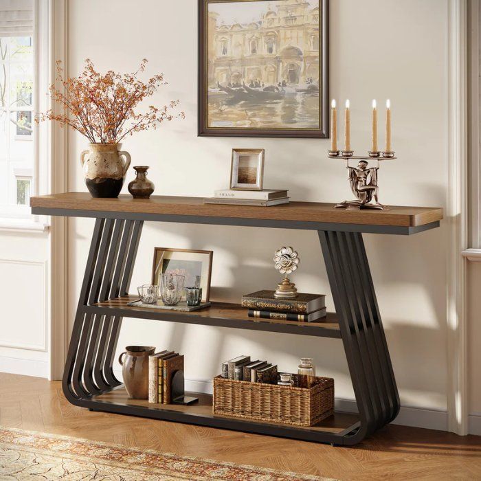 Tavoli: Konsolentisch 160cm 2 Ebenen rustikal Holz – Nuovo e nell'imballaggio originale da Gretzenbach venduto da Genfi-Shop 6