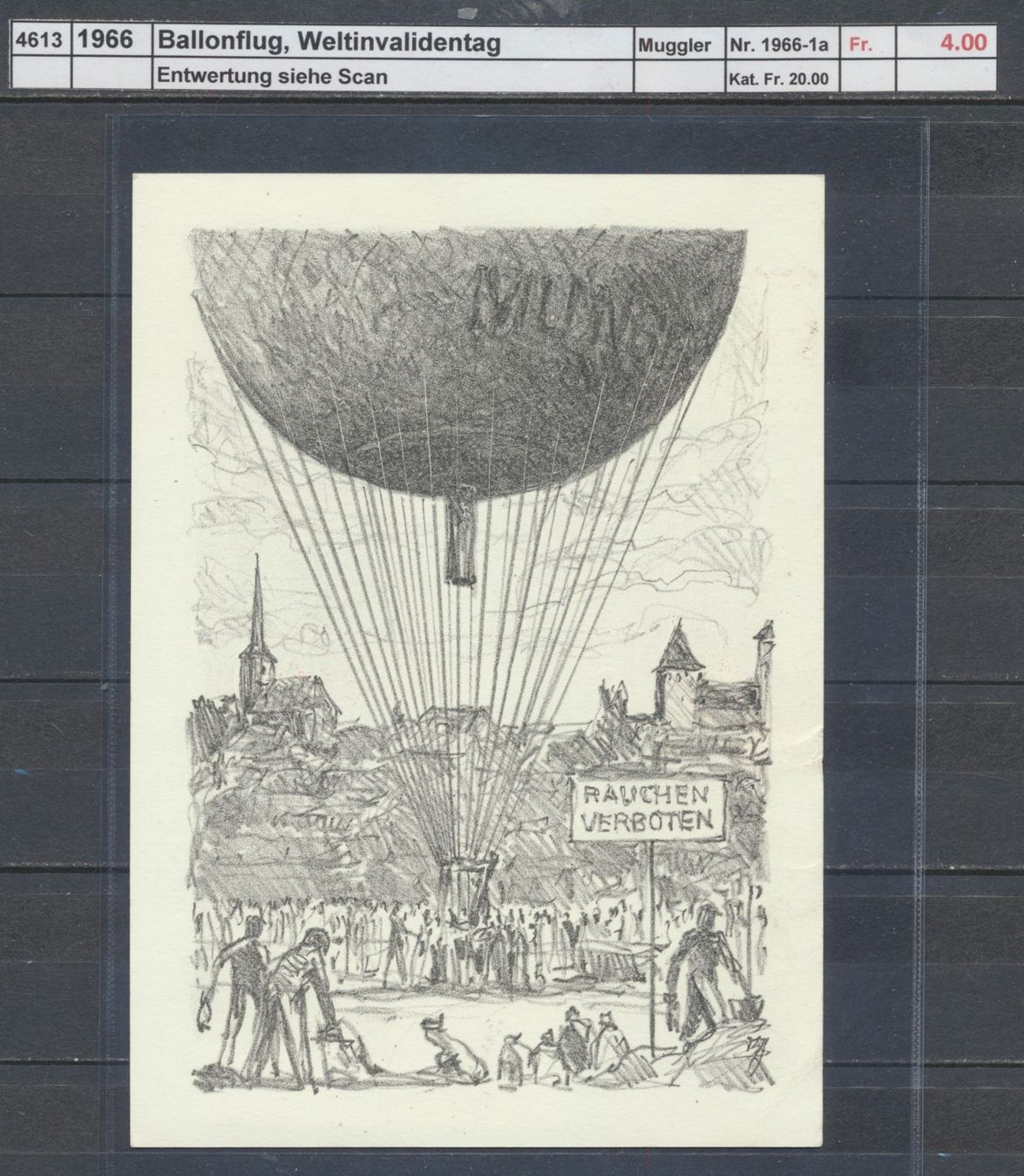 Tutti i francobolli: 1966 Ballonflug, "Weltinvalidentag" – Usato da Winterthur venduto da Zupogeru 1