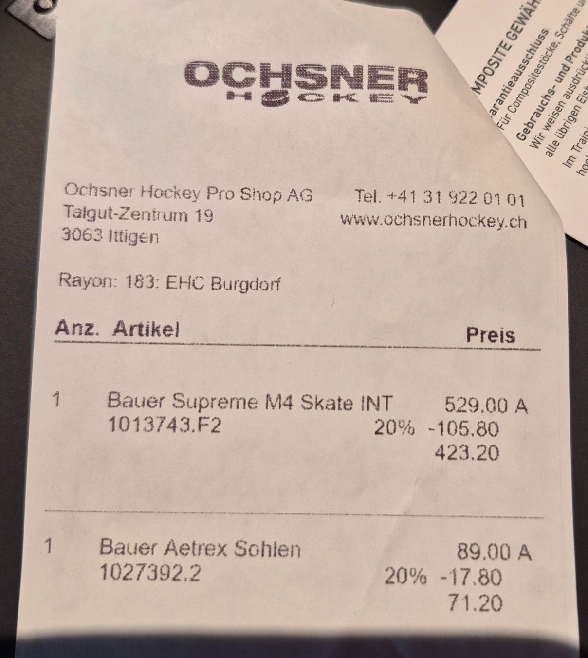 Patins à glace: Bauer Supreme, M4, Size 4 – D'occasion à Rapperswil BE par Sstaehli 3