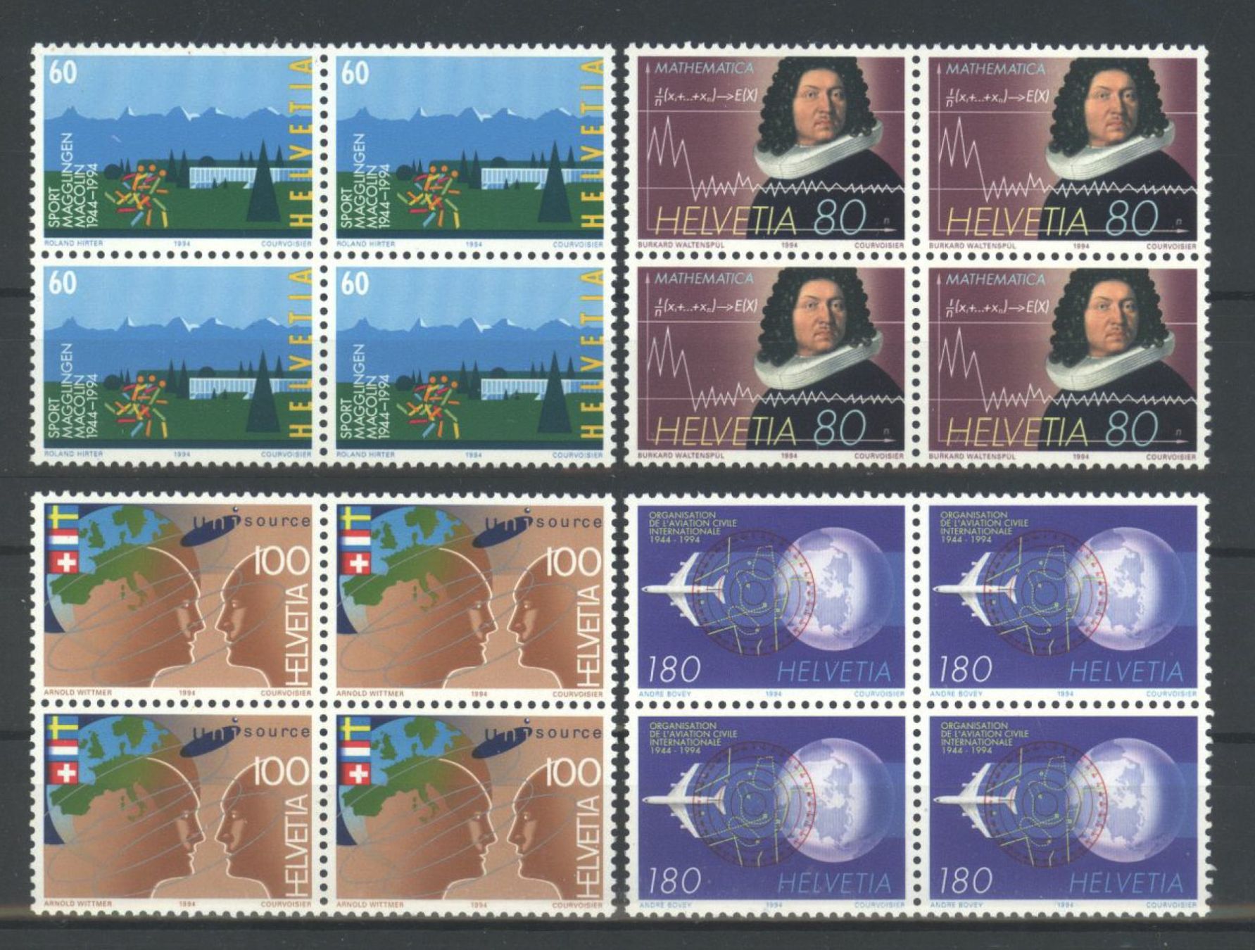 Tutti i francobolli: 1994, Sonderpostmarken II, Viererblöcke ** – Usato da Willisau venduto da Vollstempel