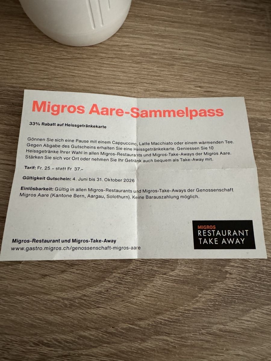 Gutscheine: Gutschein migros – Neu und originalverpackt aus Moosseedorf von gunman82