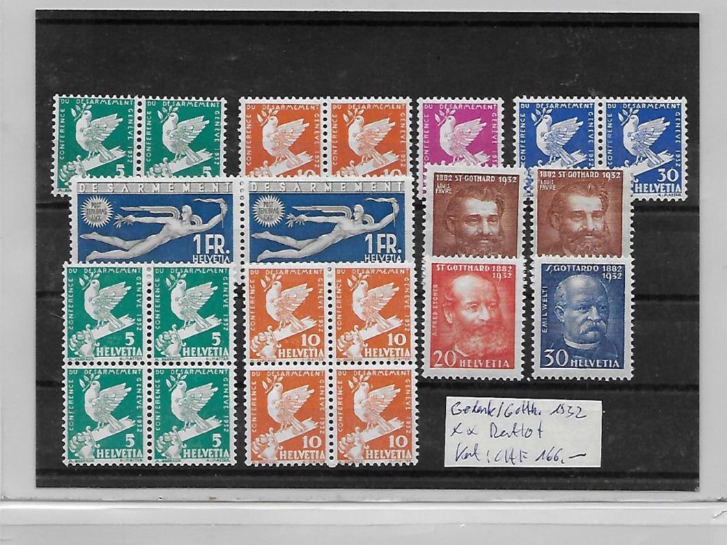 Tutti i francobolli: Gedenk / Gotthard 1932 ** Restlot Kat: CHF 166.- – Nuovo (secondo la descrizione) da Basel venduto da Ilp