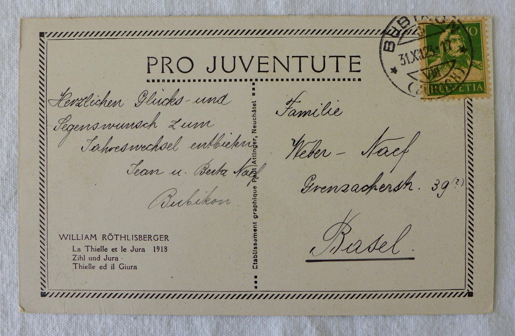 Cartoline postali: AK PRO JUVENTUTE, William Röthlisberger – Usato da Wallisellen venduto da aloa09 1