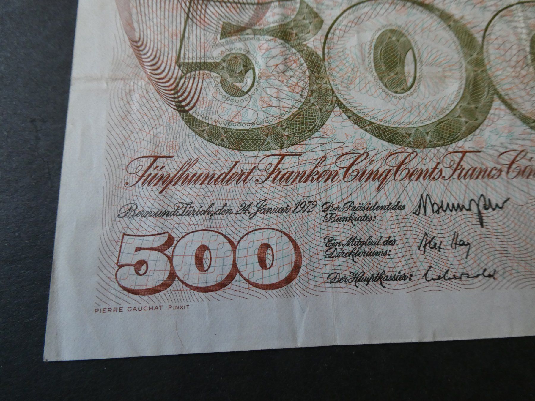 Banconote: Schweiz 1972, 500 Franken – Usato da Hinterforst venduto da rohusri 3