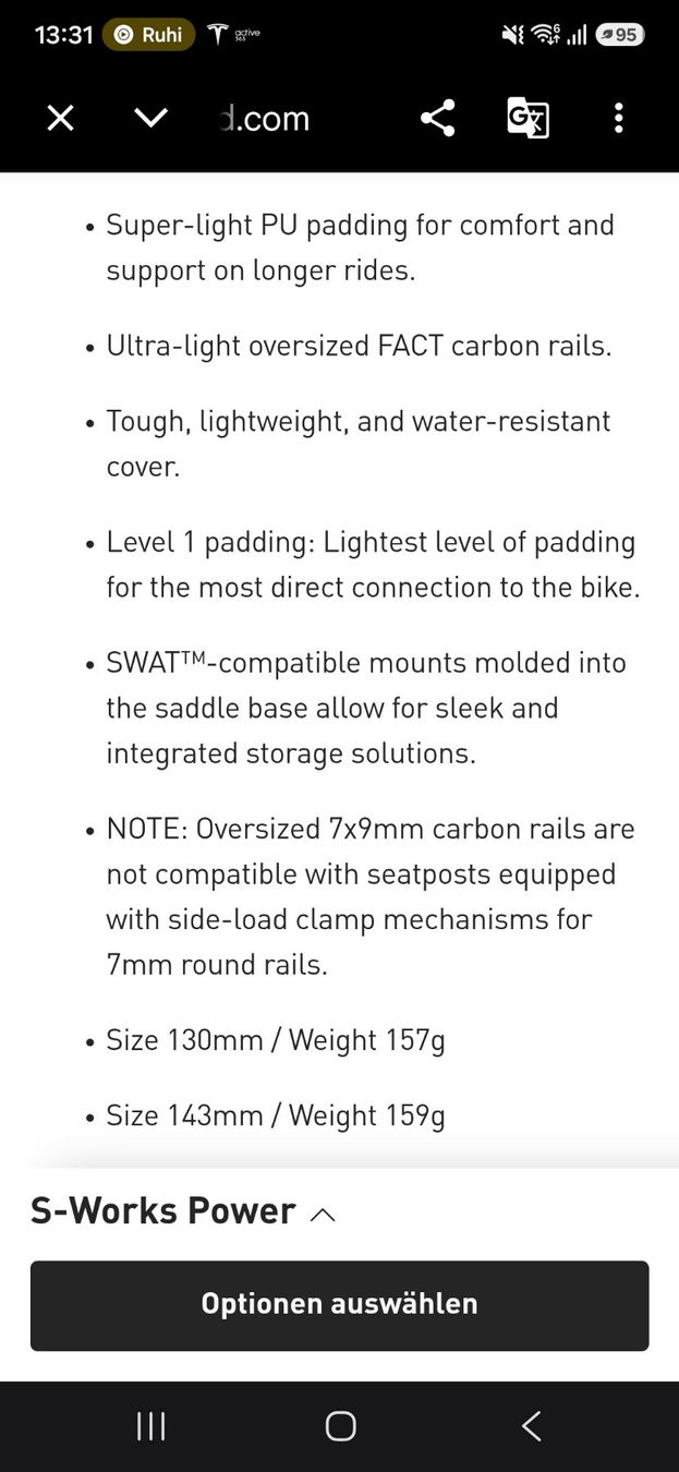 Specialized Pezzi di ricambio: S-Works Power Sattel - Carbon – Usato da Näfels venduto da Chanel.05 8