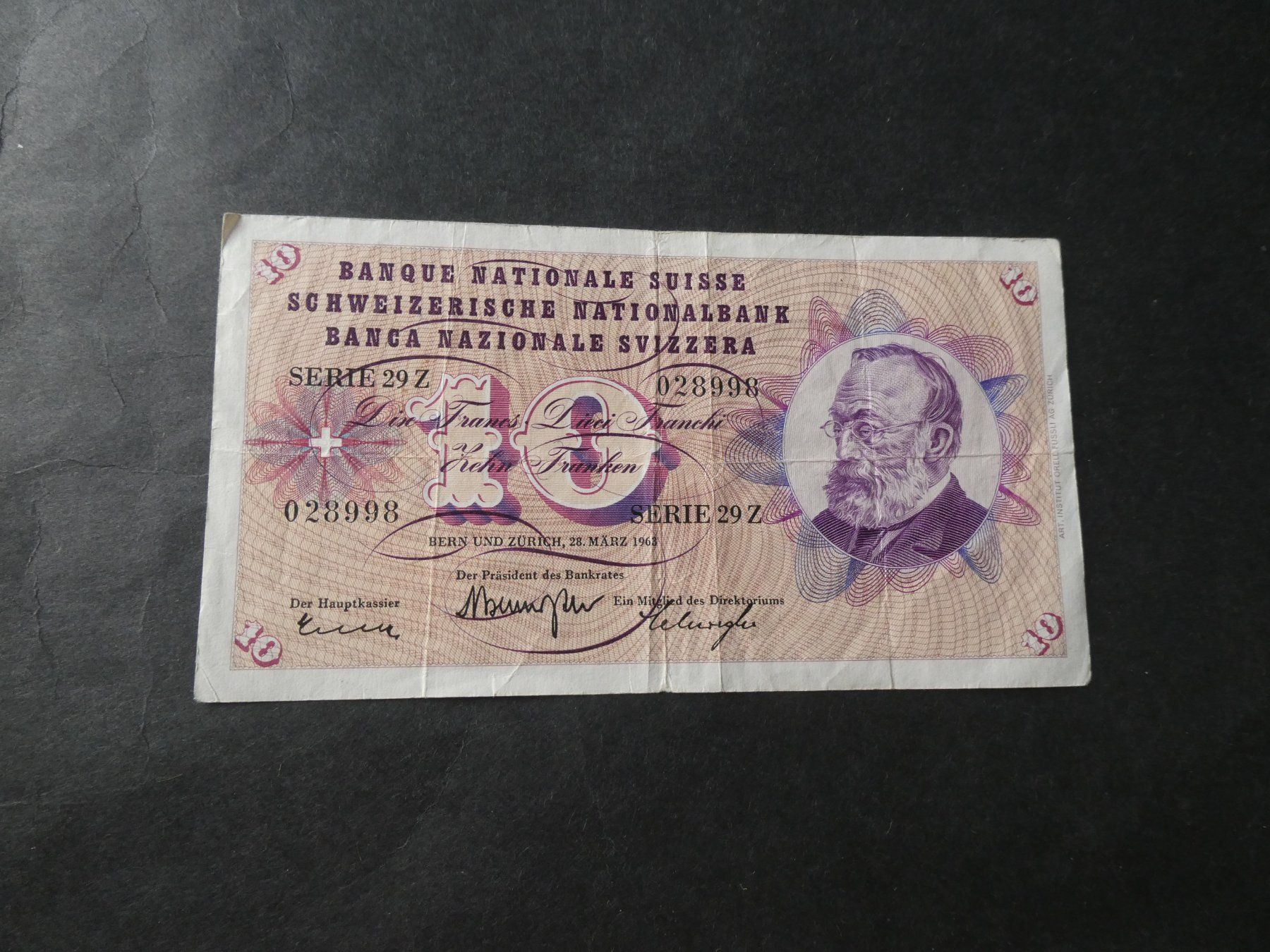 Banconote: Schweiz 1963, 10 Franken – Usato da Hinterforst venduto da Rohusri
