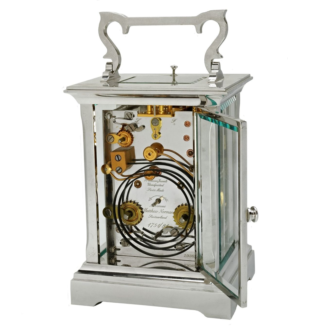 Orologi da terra & Orologi da parete: Rare Matthew Norman Carriage Clock, Ref. 1751/81, Silvered – Usato da Vésenaz venduto da Grailium 4