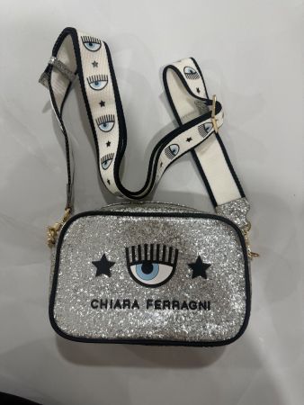 Chiara Ferragni Tasche Glitzer Silber mit Augenmuster/Frü...