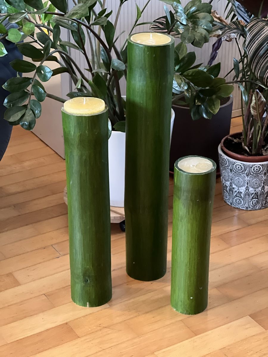 Kerzen: 3 Bamboo candle holders, green, modern design – Neu (gemäss Beschreibung) aus Horgen von CarmenRL 3