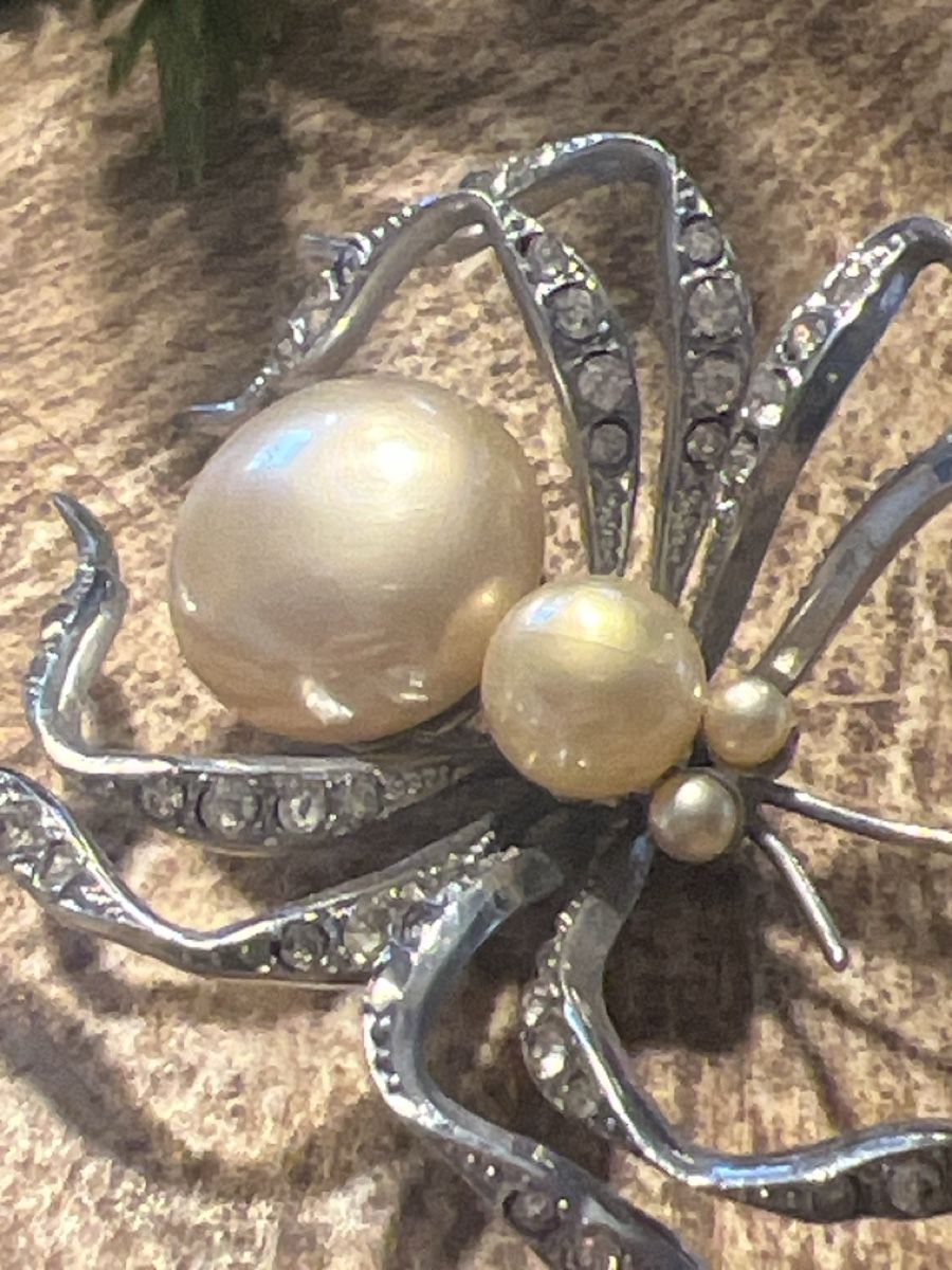 Spille & Fermagli: Elegante Vintage Brosche, Spinnen mit Perlen – Nuovo (secondo la descrizione) da Seon venduto da Sunny-Schmuck78 1