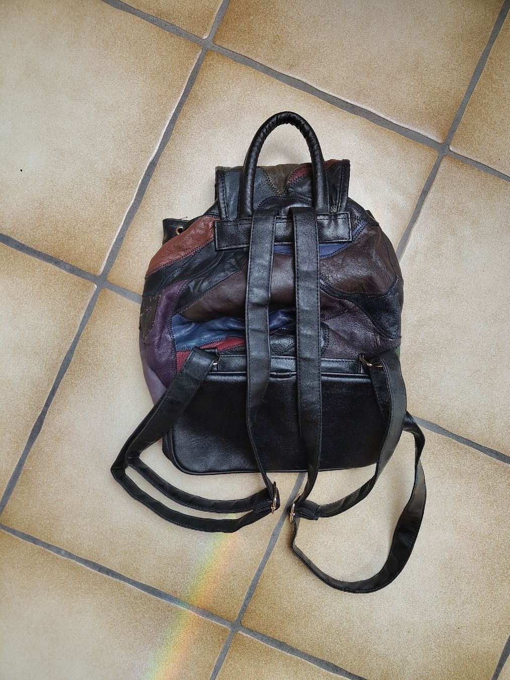 Zaini: Vintage Lederrucksack, Patchwork-Design - Top Zustand! – Usato da Winterthur venduto da LenaLena03 1