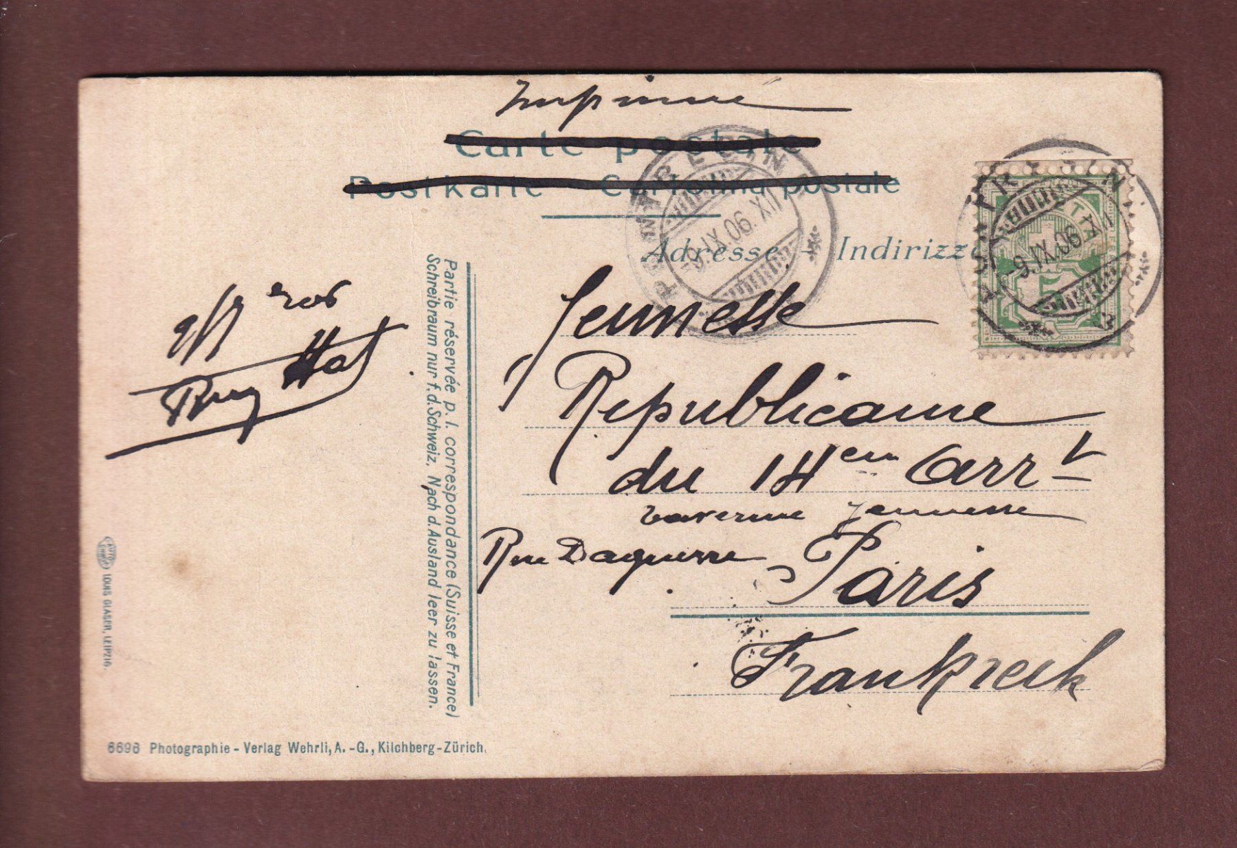 Cartoline postali: PIZ LANGUARD - 1906 – Usato da Pully venduto da nicecards-shop 1