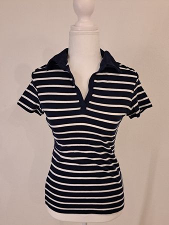 Poloshirt, Grösse M, gestreift blau/weiss, 100% Baumwolle