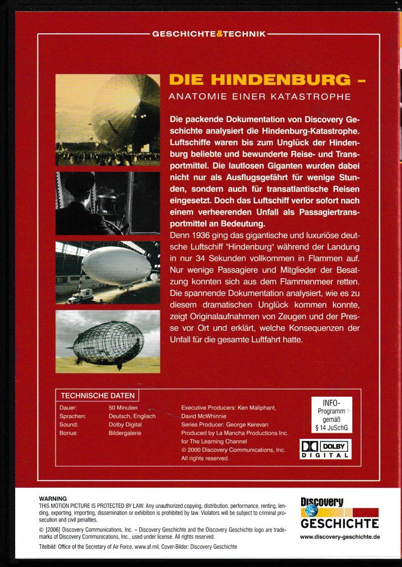 Tutti i DVDs: DVD Die Hindenburg - Anatomie einer Katastrophe – Usato da Oberentfelden venduto da AirCargo04 1