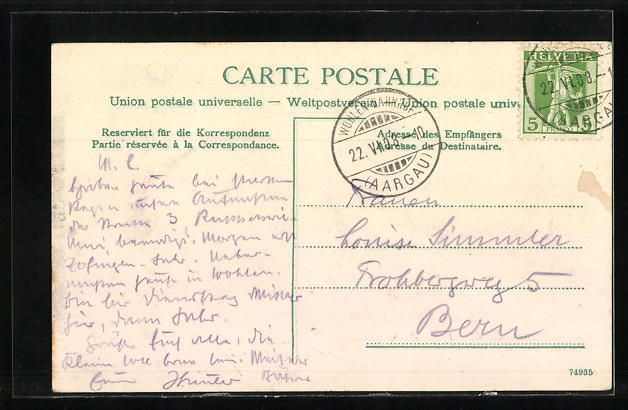 Cartoline postali: Wohlen, Gesamtansicht mit Bergpanorama – Usato da Berlin venduto da bartko-reher 1