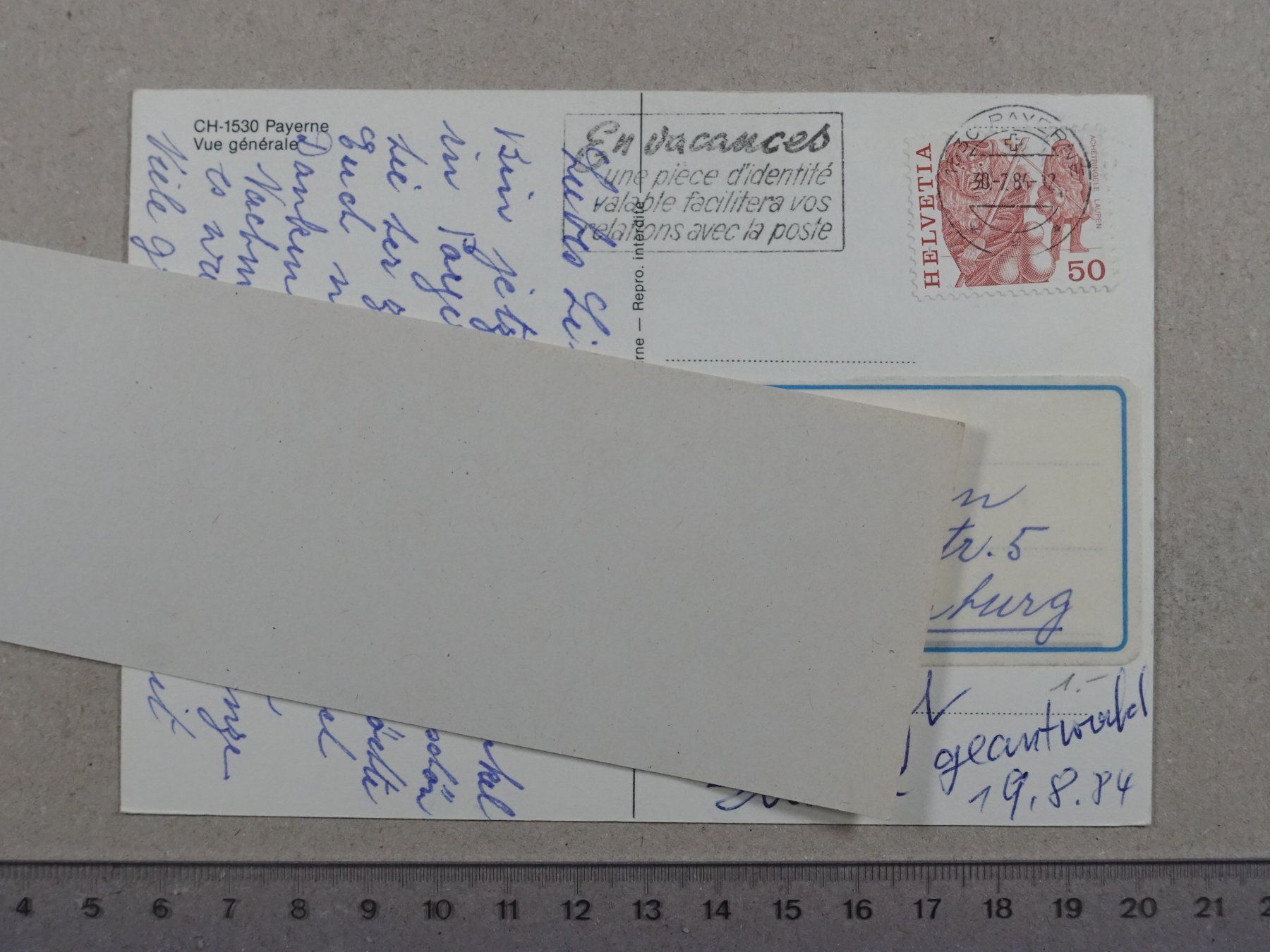 Ansichtskarten: Payerne, 1984 – Gebraucht aus Lenzburg von fh1 1