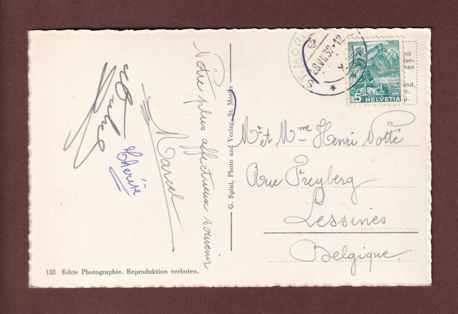 Ansichtskarten: Sommer im OBERENGADIN - 1939 – Gebraucht aus Pully von nicecards 1