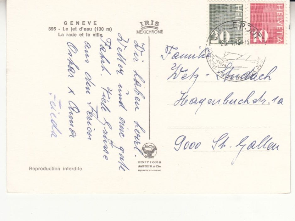 Cartoline postali: Genève 1975 – Usato da Bürglen TG venduto da StampGraf 1