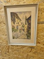 Schönes Aquarell-Bild, stimmungsvolles Motiv, gerahmt