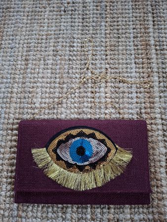 Sac bordeau à paillettes Œil