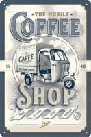 Piaggio Ape Coffee shop Hängeschild Blechschild 20x30cm