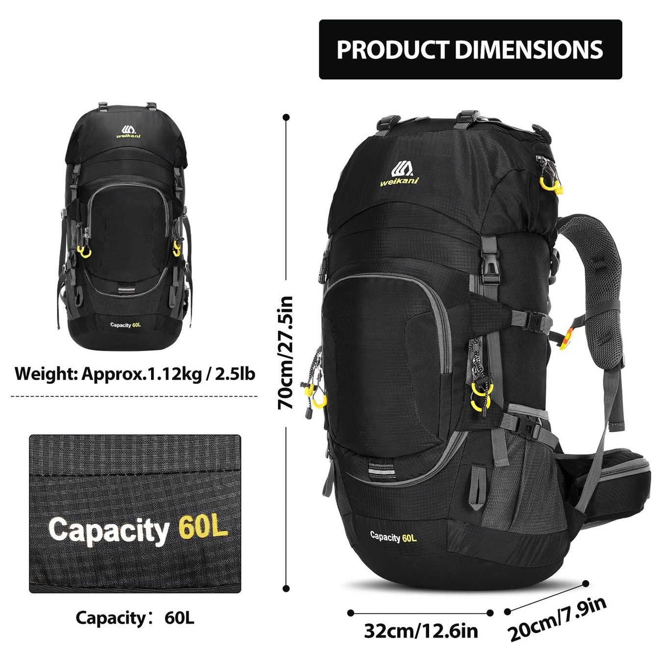 Zaini: NEU Wanderrucksack 60L Trekking / Sac à dos de randonnée – Nuovo e nell'imballaggio originale da Isérables venduto da Alfaga 7