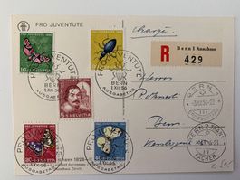1956 PJ Ersttag-Karte wunderschön gestempelt und 2 Ankunftst