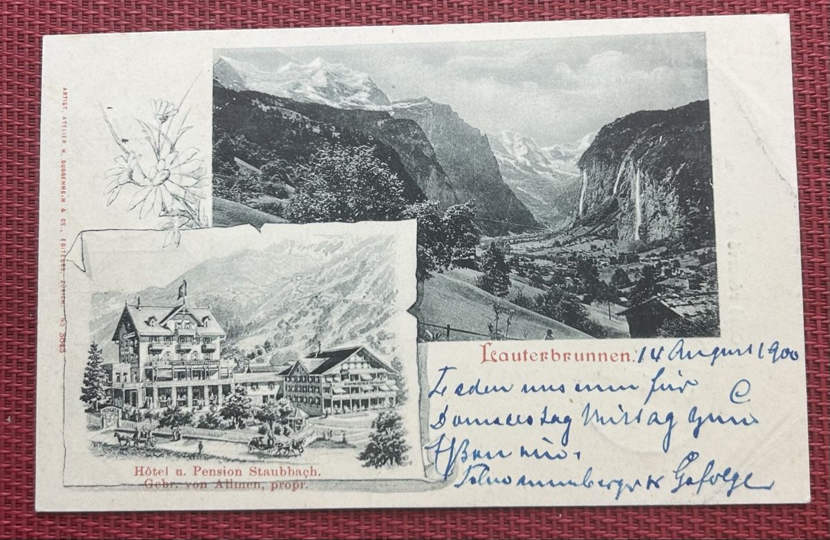 Cartoline postali: Lauterbrunnen Hotel Staubbach 1900 – Usato da Horw venduto da Tellbub