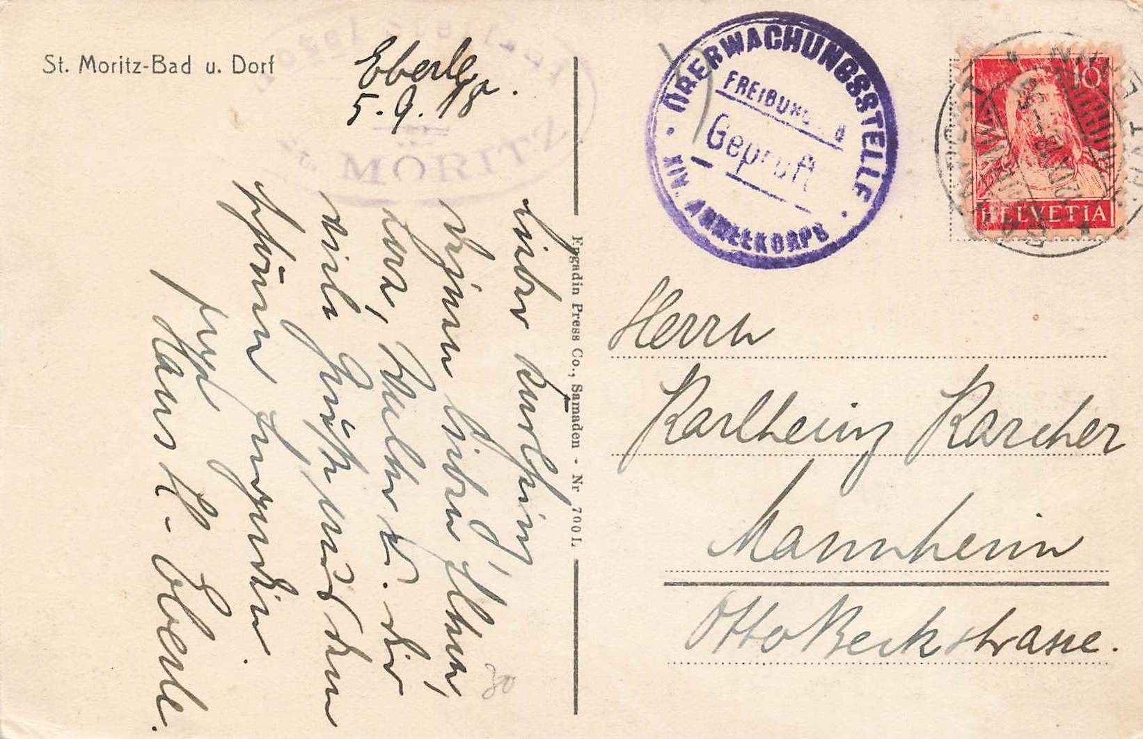 Cartoline postali: St Moritz Bad und Dorf GR – Usato da Biasca venduto da Blenio71 1