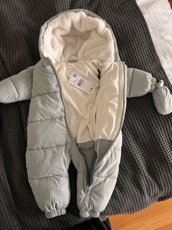 Mango Kids light green Winter Jumpsuit, Size 6-9 months