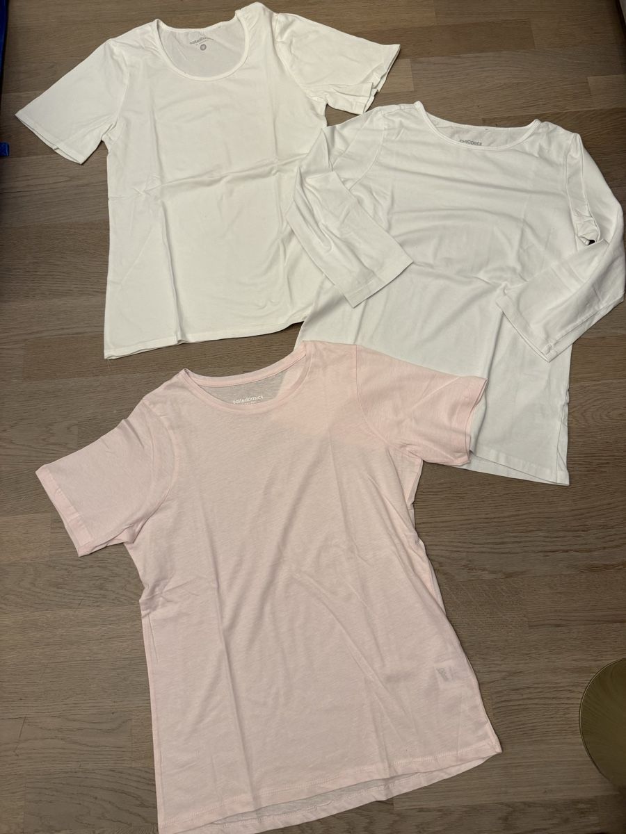 Lotti di vestiti: 3 Basicshirts weiss/rosa gr. S/M – Usato da Rubigen venduto da Elmacino