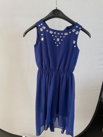 Elegantes blaues Kleid mit Stras, Alter 8, festlich