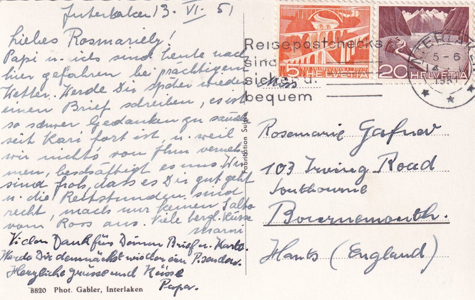 Cartoline postali: Interlaken und die Jungfrau /mp – Usato da Hombrechtikon venduto da Rudolf07 1