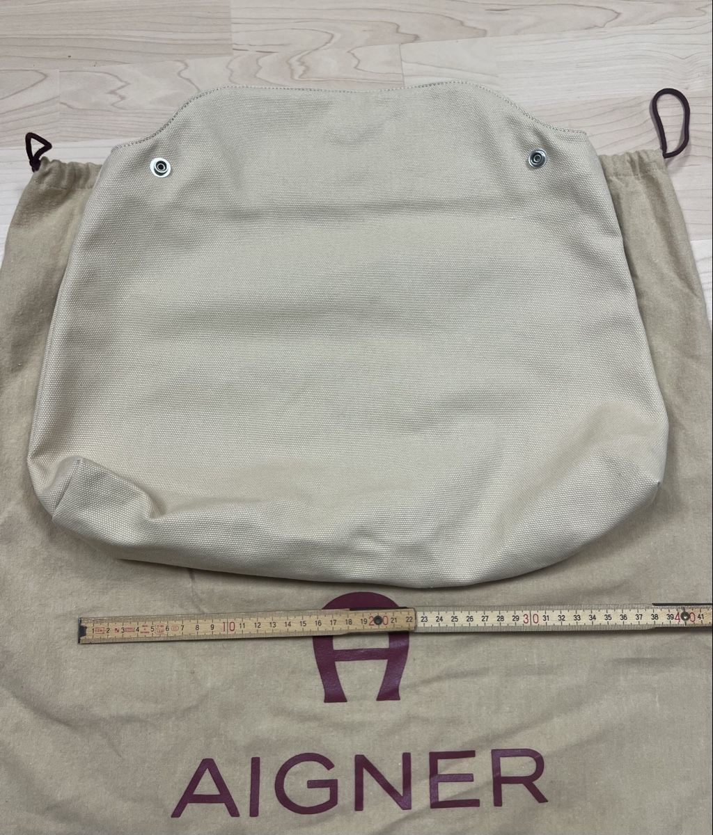 Aigner Borse da donna: Aigner grosse Tasche weiss Leder & Canvas – Usato da Illnau venduto da evelineundamelie 5