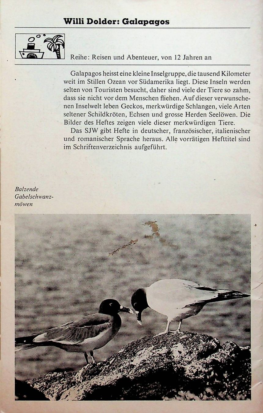 Libri: SJW 1219 Willi Dolder  Galapagos  EA 1973 – Usato da Reitnau venduto da Zaomir 1