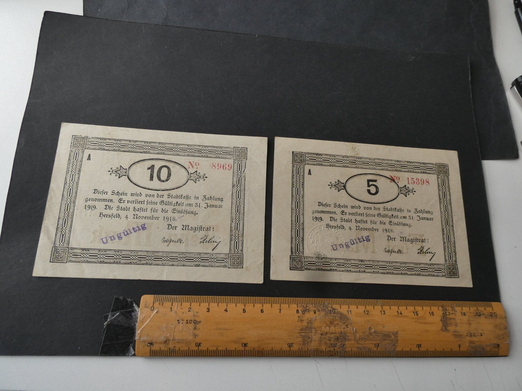 Banconote: Dt. Reich, Hersfeld 1918, 2 Notgeldscheine – Usato da Hinterforst venduto da Rohusri