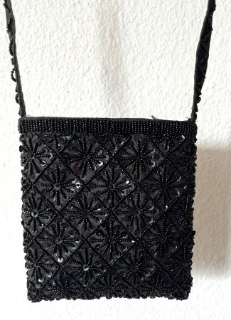 Umhänge-Abendtasche Stoff Pailletten, Perlen Made Indonesien