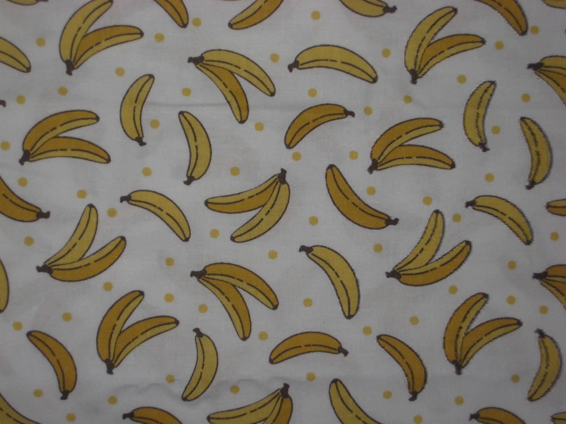 Tessuti: Baumwollstoff weiss mit Bananen – Nuovo e nell'imballaggio originale da Füllinsdorf venduto da Schlupp 1