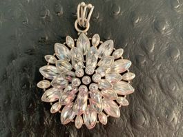 Massiver Silberanhänger Blume mit Zirkonia