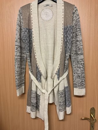 Desigual Strickjacke Damen Gr.XL beige Glitzer Herbst Winter