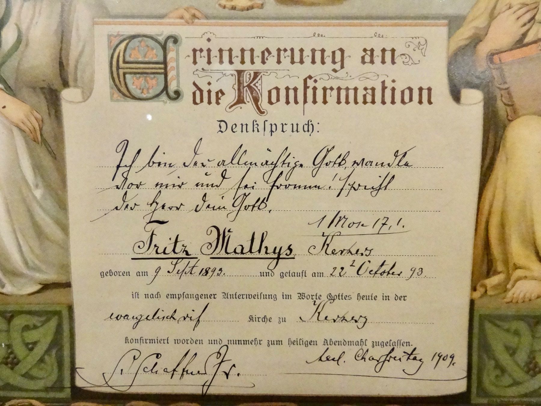 Foto & Immagini: Erinnerung an Konfirmation 1909 Konfirmationsbild Joh. 6.35 – Usato da Kerzers venduto da zimmergruen 1