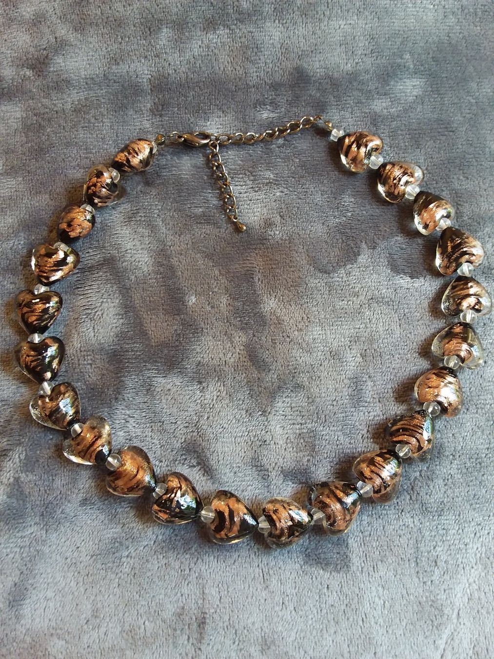 Murano Catenine: Murano Gold/schwarze Herz Halskette Collier – Usato da Zürich venduto da gutsan 1