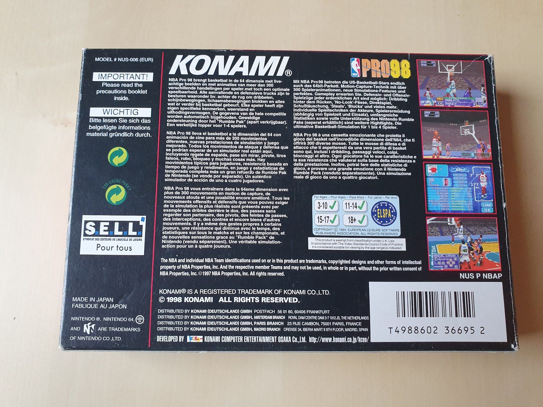 Nintendo Giochi: NBA Pro 98 – Usato da Stansstad venduto da collectorsshop 1