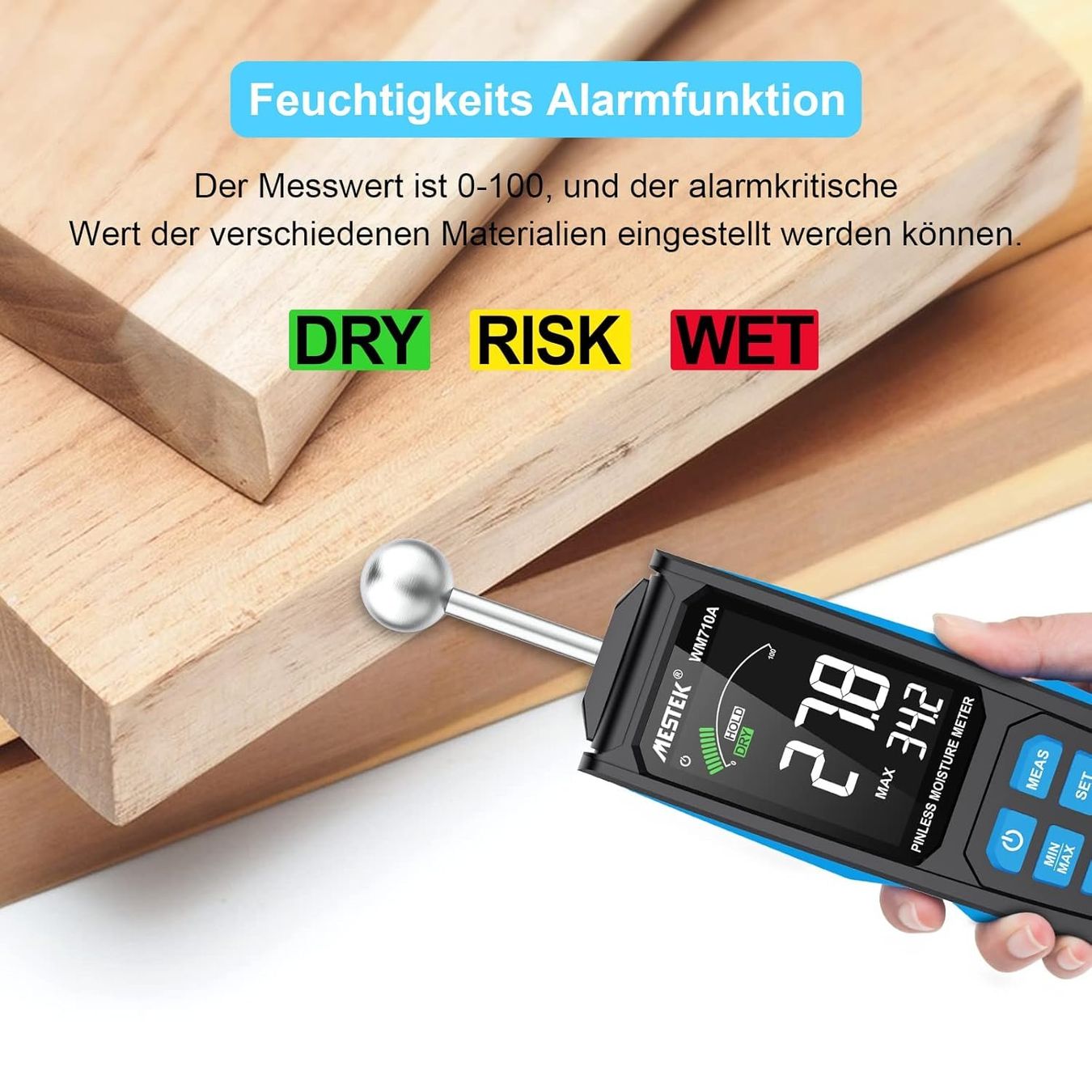 Messen: Pro Feuchtemessgerät kontaktlos mit Digitale LCD Display – Neu und originalverpackt aus Châtelaine von topshop.switzerland 4