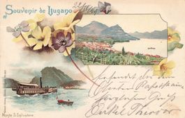 Lugano TI Souvenir Monte San Salvatore battello litho schiff