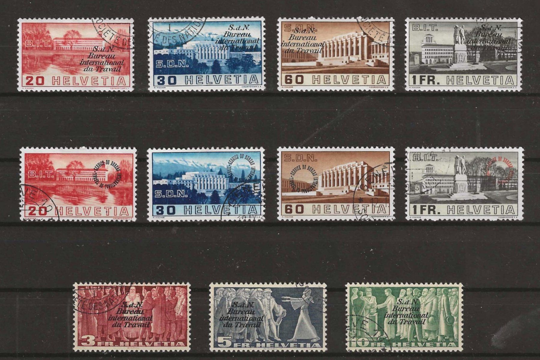 Tutti i francobolli: Genfer Ämter B.I.T  Nr. 49 - 59  : KP 140.-- – Usato da Gümligen venduto da Geniusbuy